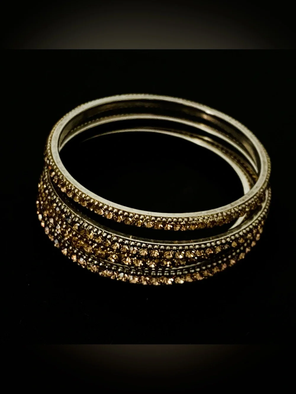 Set of 4 Gold-Tone Crystal Rhinestone Bangle Bracelet